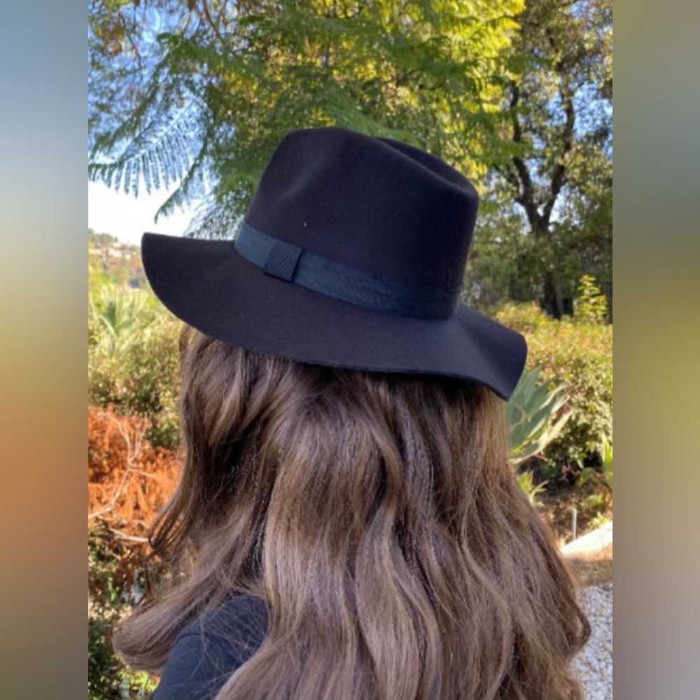 NWT Boho Floppy Black Panama Hat With Grosgrain Band, Black - Picture 2 of 10